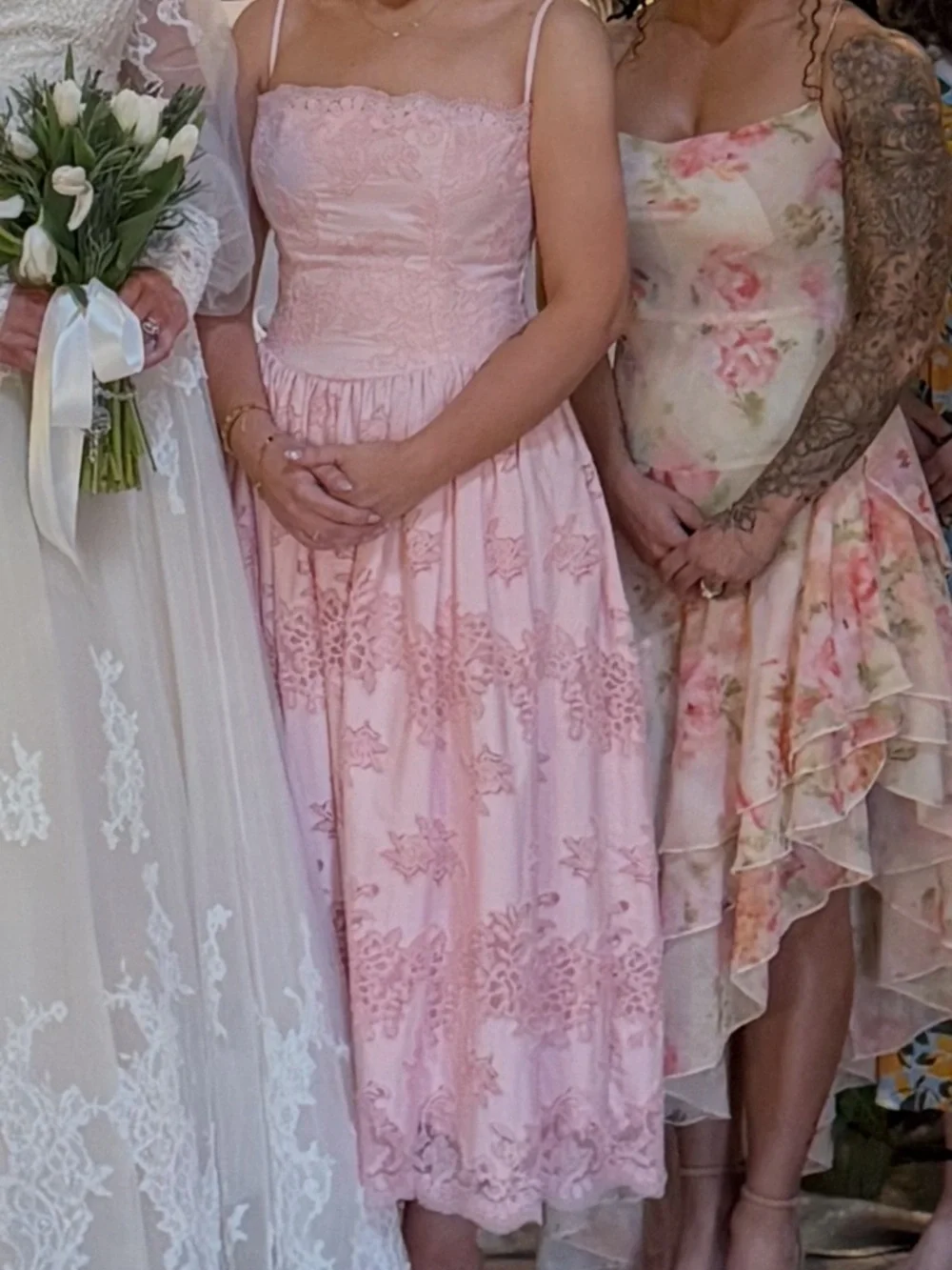 House of CB CHLOE Pink Cotton Broderie Anglais Lace Midi Sundress - Picture 6 of 9